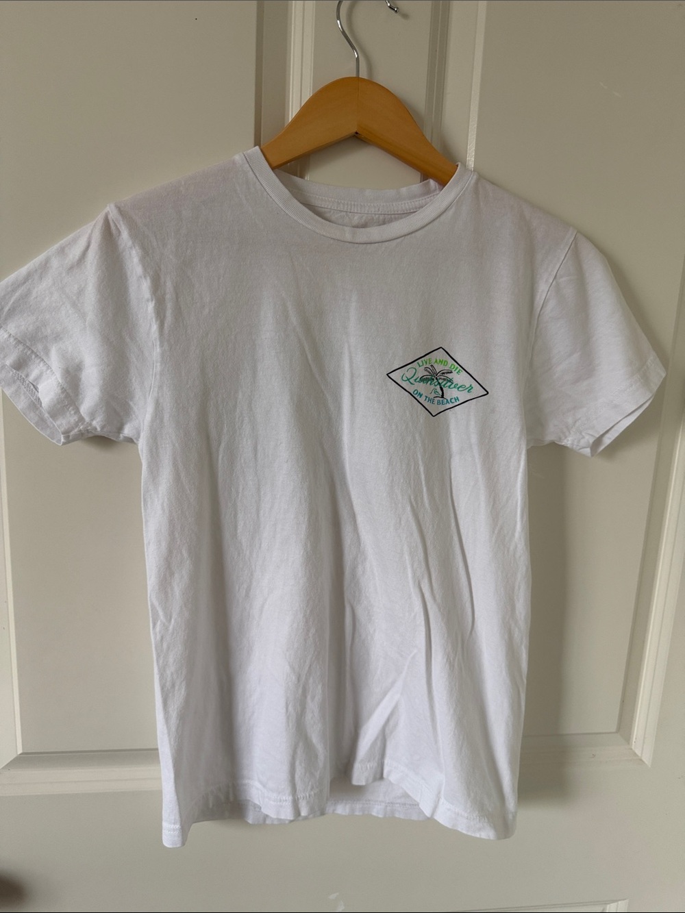 Quiksilver White Short Sleeve Tee with Green & Black Logo